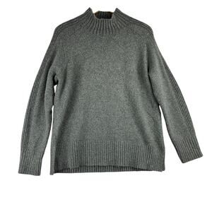 Loft Mock Meck Wool Blend Sweater Womens Large Petite Grey Warm Minumalist Cozy